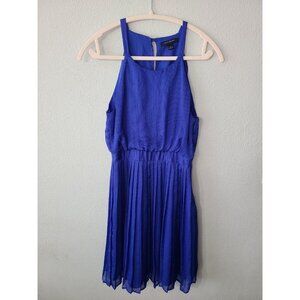 Banana Republic Dress Womens Blue Pleated Halter Neck Size 6